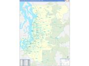 Seattle-Tacoma-Bellevue Metro Area Wall Map Basic Style 2022